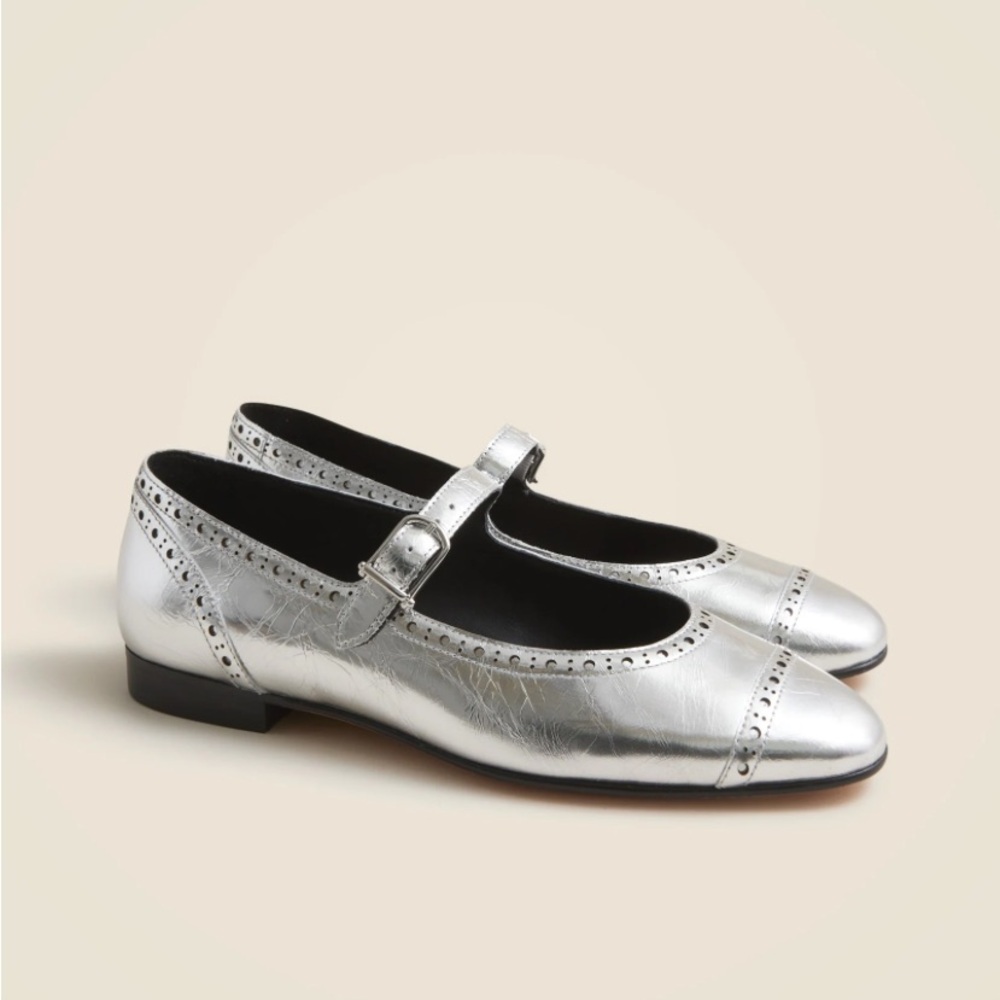 Silver Mary Jane Flats